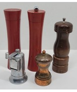 5 Vtg Salt Shaker &amp; Pepper Grinder Set Mix Lot Japan Wood USA Copper Alu... - €25,20 EUR