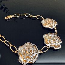 3 Flower Bracelet Adjustable 7.5” Floral Jewelry 20mm Flower Link Gift - $48.51