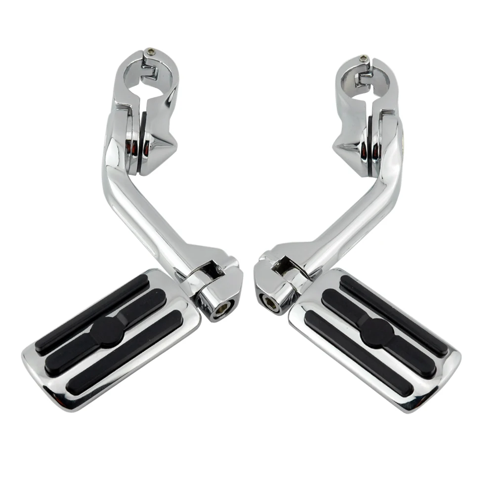 Motorcycle 1-1/4&quot; 32mm Highway Engine Guard Long Angled Foot Pegs Mount  Harley  - £528.23 GBP