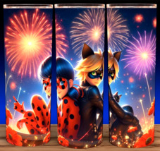 Miraculous Lady Bug and Cat Noir Fireworks Cup Mug  Tumbler 20oz - £15.78 GBP