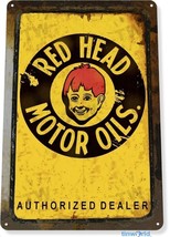 Red Head Motor Oil Garage Gas Retro Vintage Rustic Wall Decor Metal Tin Sign - £9.29 GBP