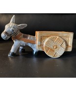 Vintage Hand Painted Donkey Pulling Cart 6&quot; Ceramic Planter Occupied Japan - $23.84 CAD