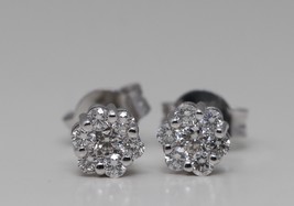 14k White Gold Round Diamond Flower Stud Earrings (0.67 Ct G SI1 Clarity) - $917.25