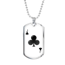 Jack of Clubs Plain Necklace Stainless Steel or 18k Gold Dog Tag 24&quot; Chain - £38.16 GBP+