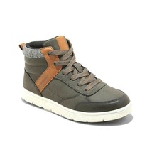 Cat &amp; Jack Boys Charcoal Jerry Hi-Top Faux Leather Lace Up Sneakers sz. ... - $16.99