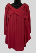 Dressfo Sweater Cold Off Shoulder Flowy Blouse Tunic Knit Straps Size L - £14.38 GBP