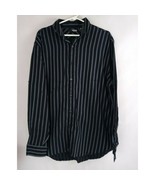 Murano Men&#39;s Liquid Cotton Black With Gray Stripes Casual Shirt Size XL - $455.62 MXN