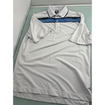 Footjoy FJ Golf Polo Shirt White Blue Short Sleeve Stretch Large L - £15.45 GBP