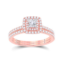 10k Rose Gold Princess Diamond Bridal Wedding Ring Band Set 3/4 Ctw - £1,163.19 GBP