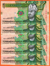TURKMENISTAN 2014  Lot 5  UNC 1 Manat Banknote Paper Money Bill P- 29b - $4.00