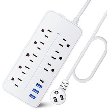 25Ft Surge Protector Power Strip Extension Cord With Usb C, Flat Plug Power Stri - £41.55 GBP