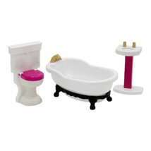 NEW KidKraft Shimmer Mansion Bathroom Clawfoot Tub Sink Flushing Toilet Barbie - £19.50 GBP