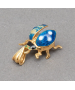 Signed Fancy 750 18K Yellow Gold Enamel Lady Bug Beetle Insect Charm Pen... - £366.47 GBP