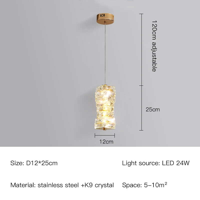 Led Pendent Lamp For Dining Room  Crystal Indoor Lighting room side Chandelier K - £208.12 GBP