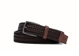 W. Kleinberg men&#39;s leather stretch belt with croc tabs and buckle in - $120.78