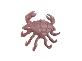 [Pack Of 2] Red Whitewashed Cast Iron Decorative Crab with Six Metal Wall Hooks  - £42.31 GBP