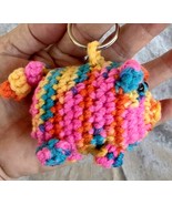 Crocheted Amigurumi Rainbow Pig Keychain Bag Purse Backpack Charm - £12.47 GBP