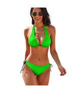 Mondxflaur Pure Color Swimsuit Bikini Women Two Piece with Adjustable St... - $32.91 CAD
