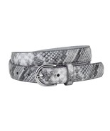 Grey Silver Snakeskin Print Leather Belt Large - $33.96 CAD