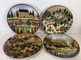 Block 'COUNTRY VILLAGE"  Set of 4 Salad/ Dessert Plates  by Gear 1995 - £39.46 GBP