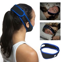 Snor Stop Anti-Snoring Belt, Headband Chin Jaw Support Strap Blue/Black ... - £6.25 GBP