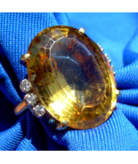 Vintage Citrine Diamond Engagement Ring Designer Signed Solid 18k Gold S... - $121,664.57 MXN