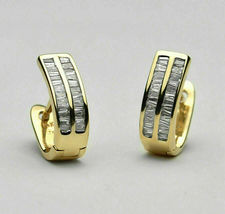 2.10CT Baguette Cut Diamond Engagement Huggie Earrings With 14K Yellow Gold Over - £81.60 GBP