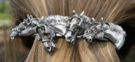 Driving Horses scarf clip  hair barrette Pewter  Harness Jewelry  Zimmer - $30.59