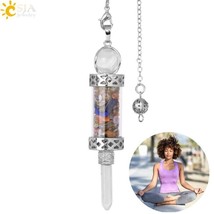 CSJA Crystal Pendulums for Divination Dowsing Wishing Bottle Natural Stone Penda - £13.03 GBP