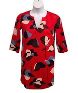 Boden Easy Notch Dress Womens 4 Red Floral Shift 3/4 Sleeve Pockets Modern - £17.93 GBP
