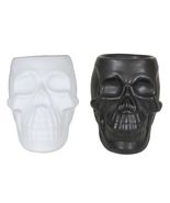 Set Of 2 Black And White Gothic Skull Skeleton Ceramic Votive Candle Oil... - $585.76 MXN
