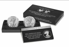 American Eagle 2021 One Ounce Silver Reverse Proof Two-Coin Set Designer... - £262.56 GBP