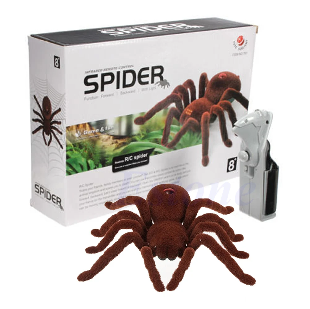 Kid Gift Remote Control Scary Creepy Soft Plush Spider Infrared RC Tarantula Toy - £16.36 GBP