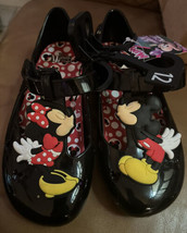 Disney Minnie &amp; Micky Mouse Kissing Jelly Shoes Girls Size 12 Black - £14.93 GBP