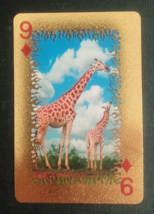 Animal-Themed Golden Foil PVC Mini Playing Card Giraffe 9 Diamonds - $1.84