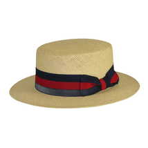 Men's Bruno Capelo Boater Skimmer Natural Straw Flat Crown BC632 Natural image 3