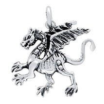 925 Sterling Silver Nickel Free Charms for Charm Bracelets (Dragon) - $16.00