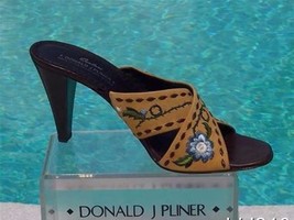 Donald Pliner Couture Leather Shoe New Criss Cross Sandal Embroidery 9.5 10 $265 - £84.73 GBP