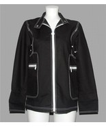 Nine West Black White Accents Zipper Pockets Long Cuffs Wm&#39;s Jacket PS W... - $50.37 CAD
