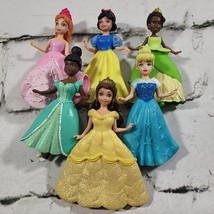 Polly Pocket Disney Princess LOT 6 Dolls Rubber Dresses Vtg Belle Snow W... - $29.69
