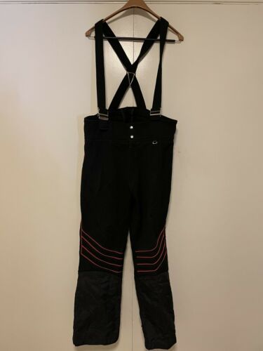 PROFILE Mens Snow Ski Pants 36 Reg VTG Zipper Buckle Flared  black  red - £51.32 GBP