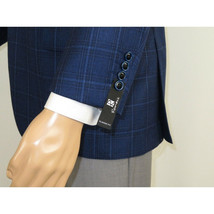 Men's Soft Wool Sport Coat English Plaid Window Pane 556-4 Navy Blue Renoir image 11
