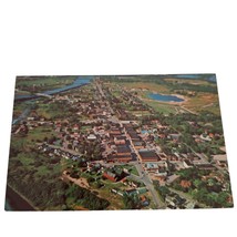 Postcard Manistique Michigan Upper Peninsula Aerial View Downtown Chrome - $6.92