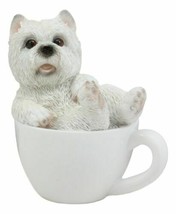 Realistic Mini Adorable West Highland White Terrier Dog Teacup Statue 3&quot;H Westie - £15.14 GBP