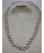 Sterling Silver 925 Clasped Cultured Pearl Beaded Necklace  - $79.99