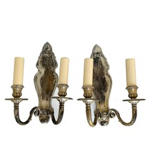 Pair Antique Mitchell Vance Company Sconces 1920 heavy brass silverplate... - $322.58