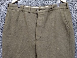 Vintage Wool Green Pleated Pants Men 38x31 Button Fly - £25.37 GBP