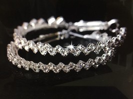17KM Fashion Charm Austrian crystal hoop earrings Round Shiny rhinestone Silver - £7.56 GBP