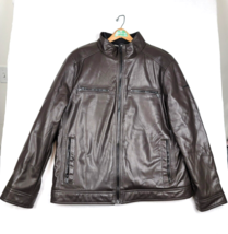DKNY Men&#39;s XL Coat Faux Leather Fur Brown Polyurethane Bomber Jacket - $44.04