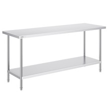 VEVOR Stainless Steel Prep Table, 24 x 72 x 34 Inch, Heavy Duty Metal Worktable  - $417.96